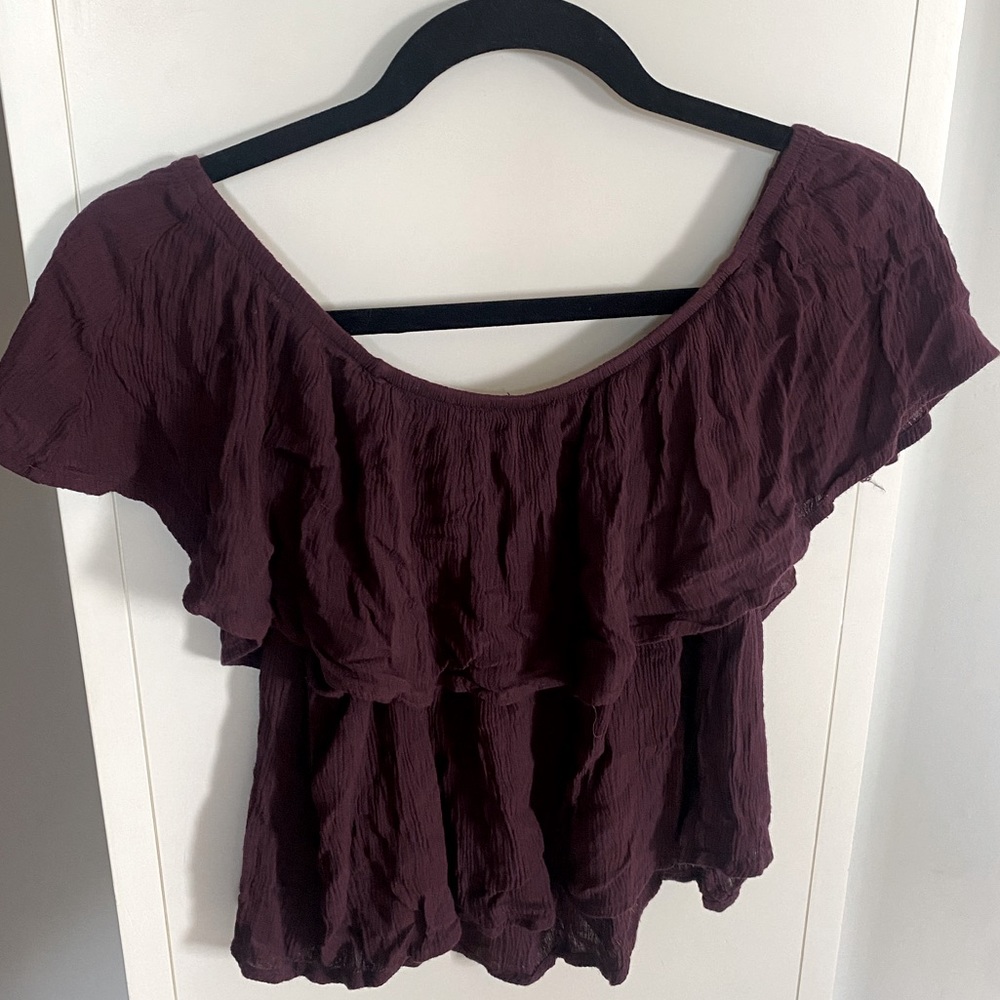 Kendall & Kylie Maroon Off the Shoulder top
